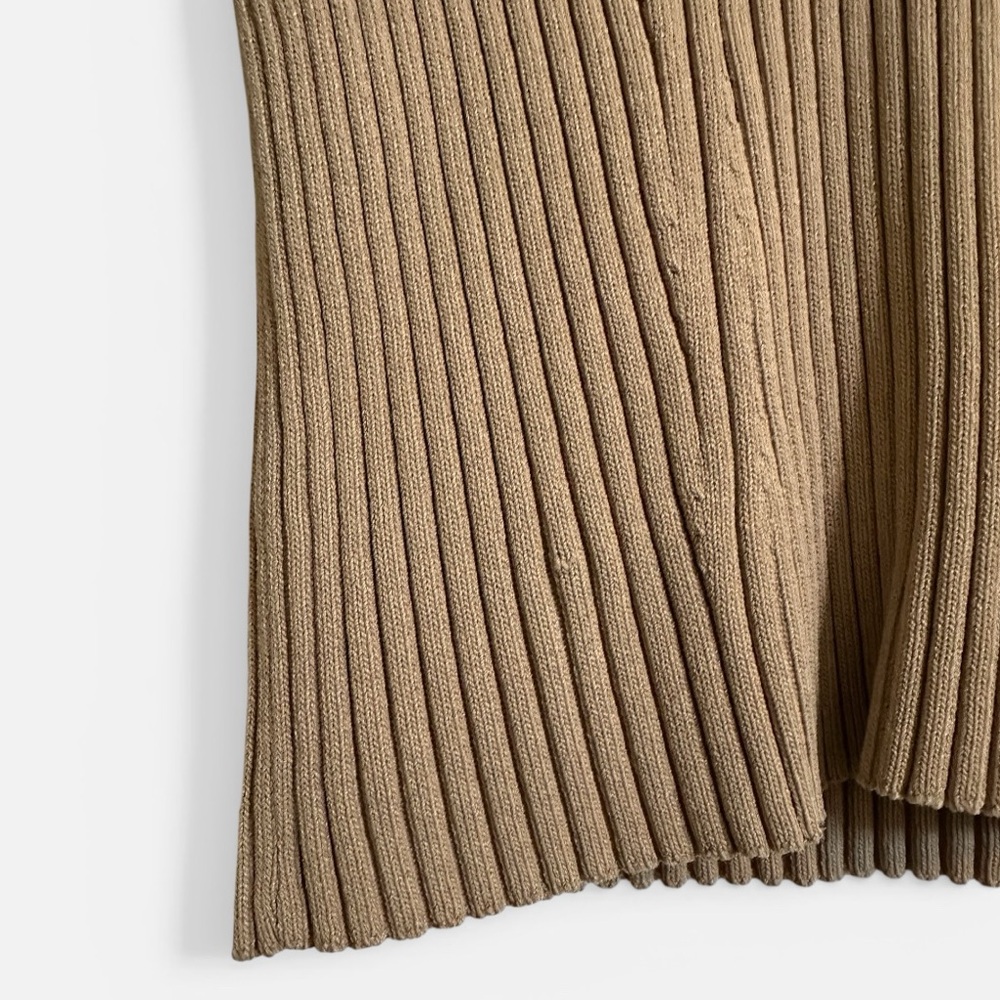 ZARA Ribbed Knit Polo Camel Size Small - Picture 11 of 12